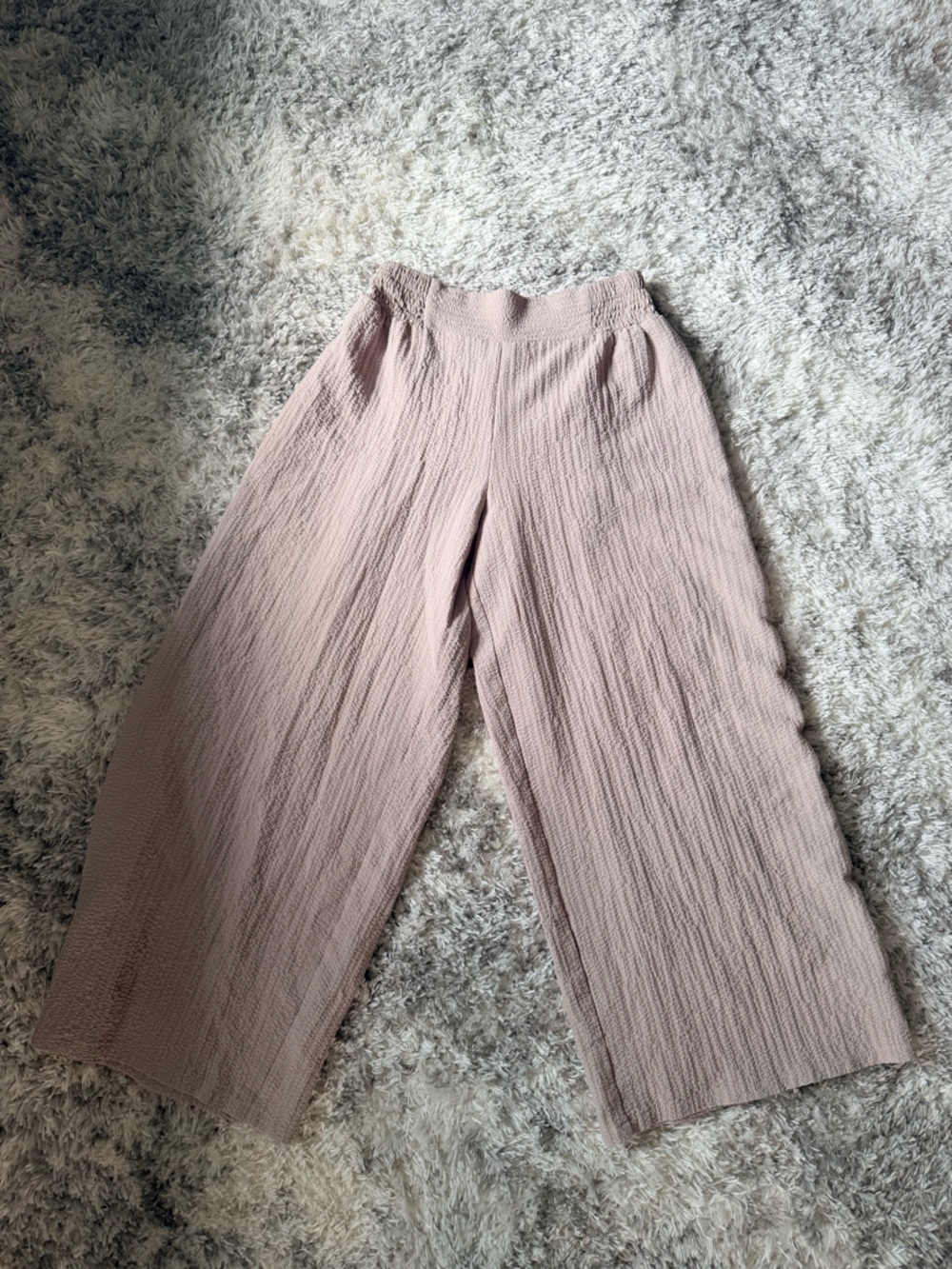 SHEIN Textured Wide-Leg Pants in Dusty Pink